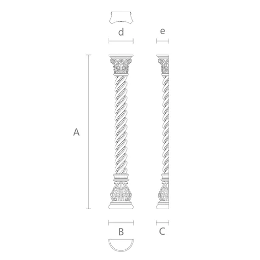 Acanthus half round column from beech